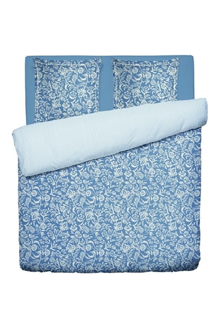 Parure copripiumino in raso di cotone 80 fili/cm² Bleu Jardin - Cobalto