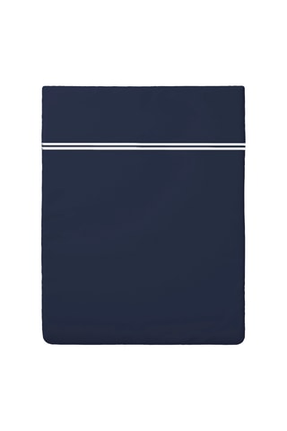 Sábana encimera de satén de algodón 80 hilos/cm² Saint-Tropez - Azul oscuro y blanco