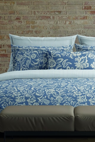 Lenzuolo sopra in raso di cotone 80 fili/cm² Jardin - Blu