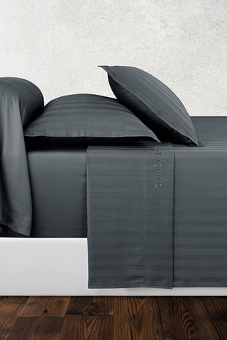 Sábana encimera de satén de algodón 80 hilos/cm² Dobby - Gris oscuro