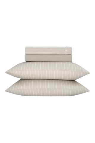 Parure lenzuola in raso di cotone 80 fili/cm² Rayures Classiques - Taupe
