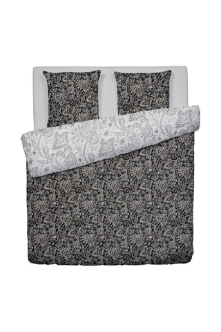 Juego de nórdico de satén de algodón 80 hilos/cm² Paisley - Negro y blanco
