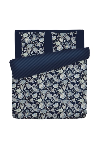 Parure copripiumino in raso di cotone 80 fili/cm² Nuit indienne - Blu scuro