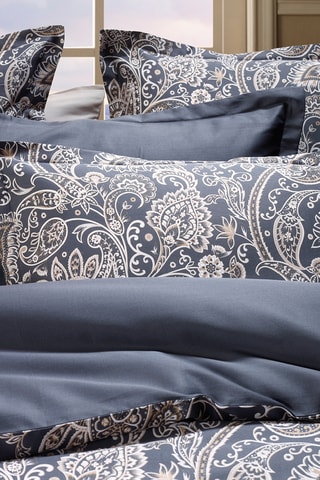 Juego de nórdico de satén de algodón 80 hilos/cm² Paisley - Gris oscuro y blanco