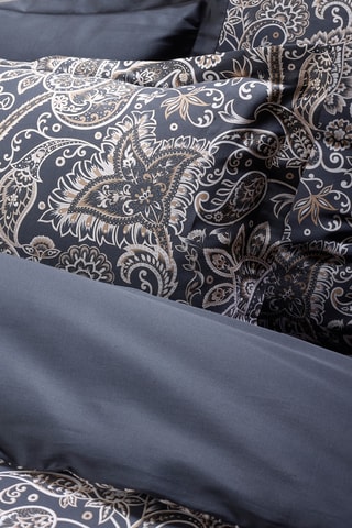 Juego de nórdico de satén de algodón 80 hilos/cm² Paisley - Gris oscuro y blanco