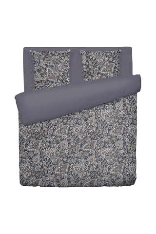 Juego de nórdico de satén de algodón 80 hilos/cm² Paisley - Gris oscuro y blanco