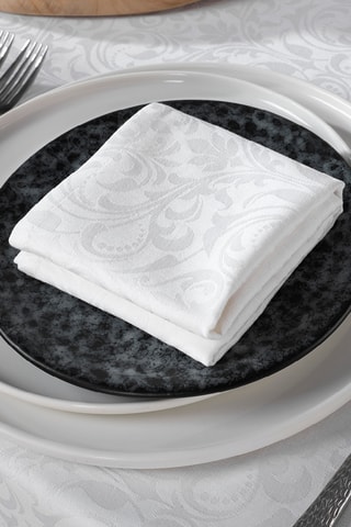 4 servilletas tejidas Jacquard Victorian - Blanco - 50 x 50 cm