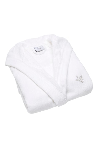 Albornoz de terciopelo con capucha James - Blanco