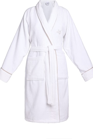 Albornoz de terciopelo con capucha James - Blanco