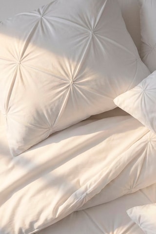 Federa satinata di cotone plissé 80 fili/cm² Lotus - Bianco