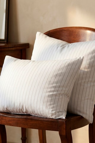 Federa in raso di cotone 80 fili/cm² Rayures classiques - Bianco