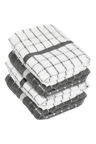 4 paños Damiers - Blanco y gris - 45 x 70 cm