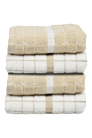 4 paños Damiers - Blanco y beige - 45 x 70 cm