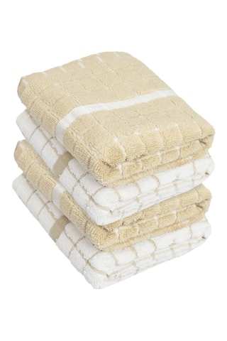4 paños Damiers - Blanco y beige - 45 x 70 cm