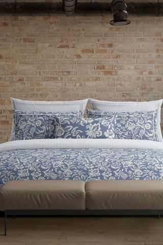 Parure copripiumino in raso di cotone 80 fili/cm² Bleu jardin - Blu
