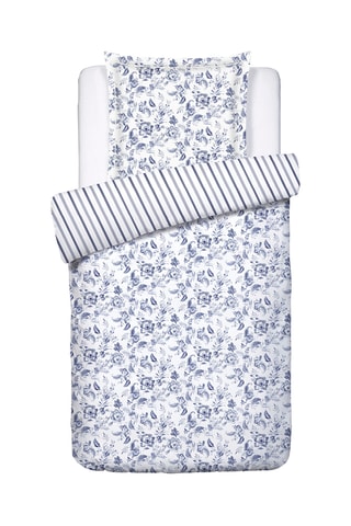 Parure copripiumino in raso di cotone 80 fili/cm² Bleu de sèvres - Bianco