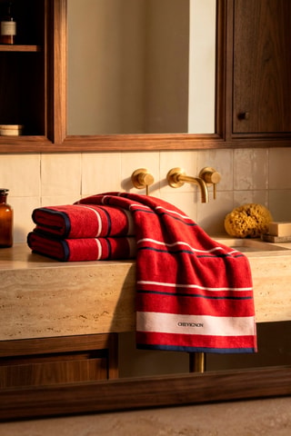 2 toallas de ducha Pylone - Rojo - 70 x 140 cm