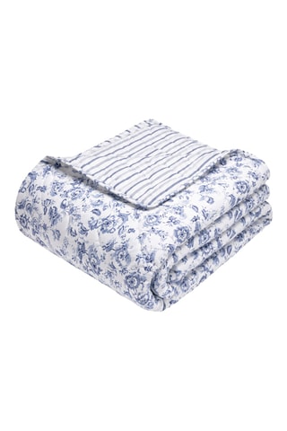Copriletto in cotone 80 fili/cm² Bleu de Sèvres - Bianco