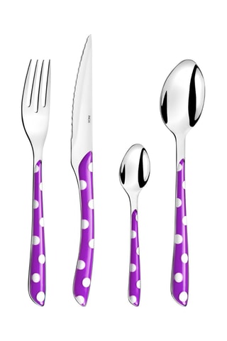 Ménagère en acier inoxydable 18/0 Solstice Pois Violine - 24 pièces