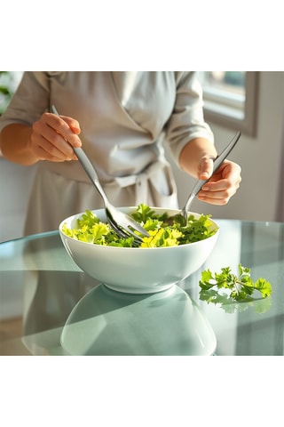 2 couverts à salade en acier inoxydable 13/0 Jet Satin