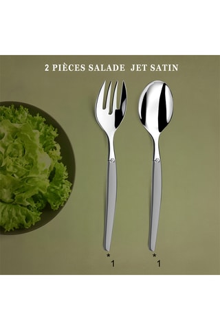 2 couverts à salade en acier inoxydable 13/0 Jet Satin