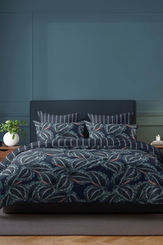 Funda de almohada de satén de algodón 80 hilos/cm² - Azul oscuro