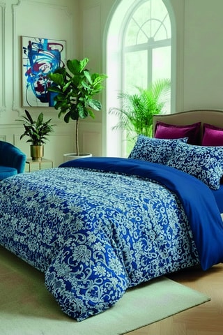 Funda de almohada de satén de algodón 80 hilos/cm² - Azul