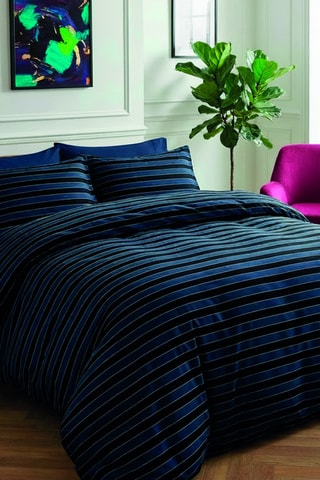 Funda de almohada de satén de algodón 80 hilos/cm² Eclipse - Azul oscuro