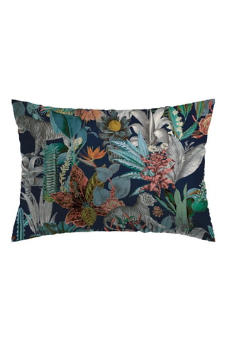 Funda de almohada reversible de satén de algodón 80 hilos/cm² Zanzibar - Azul oscuro