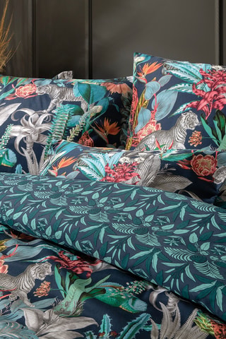 Funda de almohada reversible de satén de algodón 80 hilos/cm² Zanzibar - Azul oscuro