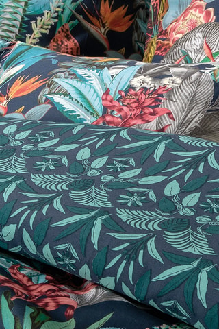 Funda de almohada reversible de satén de algodón 80 hilos/cm² Zanzibar - Azul oscuro