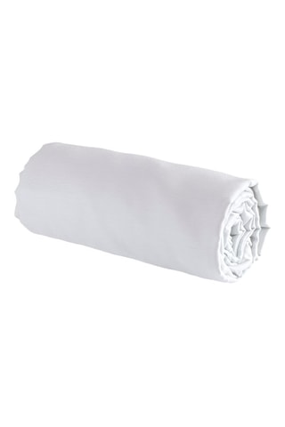 Sábana bajera de satén de algodón 80 hilos/cm² Liso - Blanco