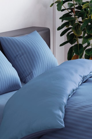 2 fundas de almohada de satén de algodón 80 hilos/cm² Dobby - Azul