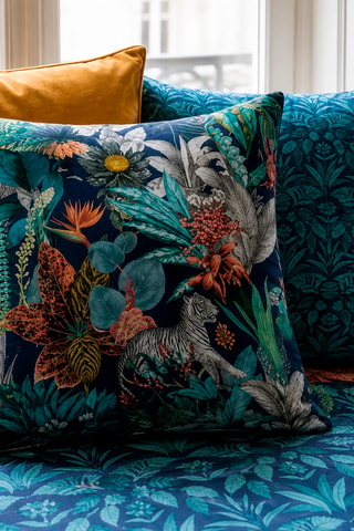 Funda de almohada de satén de algodón 80 hilos/cm² Zanzibar - Azul marino