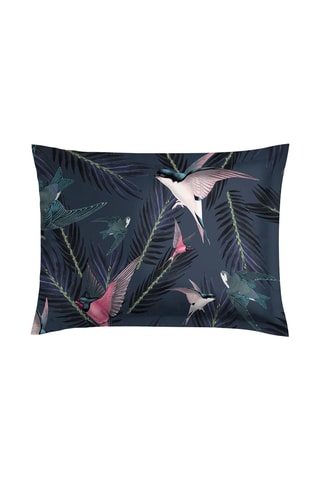 Funda de almohada de satén de algodón 80 hilos/cm² Hirondelles - Azul marino