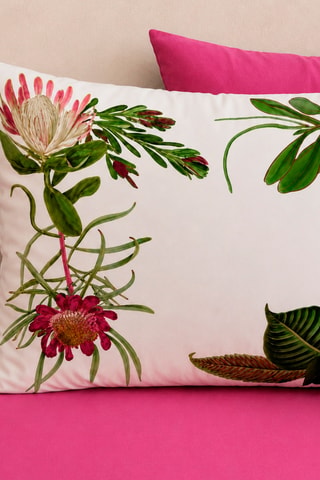 Funda de almohada reversible de satén de algodón 80 hilos/cm² Garden - Fucsia