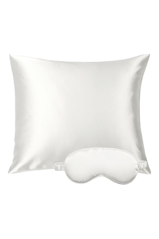 Funda de almohada y antifaz de seda - Blanco