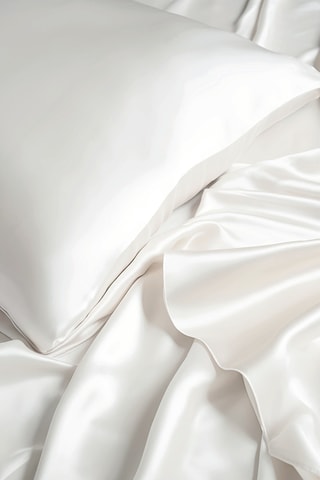 Funda de almohada y antifaz de seda - Blanco
