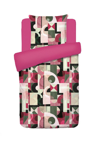 Juego de nórdico de satén de algodón 80 hilos/cm² Collage - Caqui y fucsia