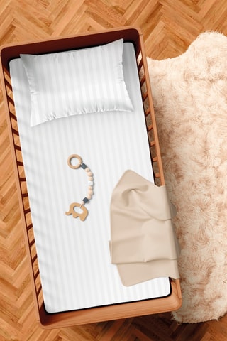 Juego de nórdico de satén de algodón 80 hilos/cm² Dobby stripe woven - Blanco