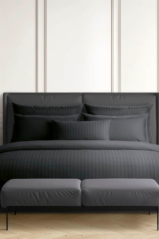 Sábana encimera de satén de algodón 80 hilos/cm² Dobby Stripe Woven - Negro