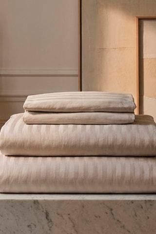 Sábana encimera de satén de algodón 80 hilos/cm² Dobby Stripe Woven - Topo
