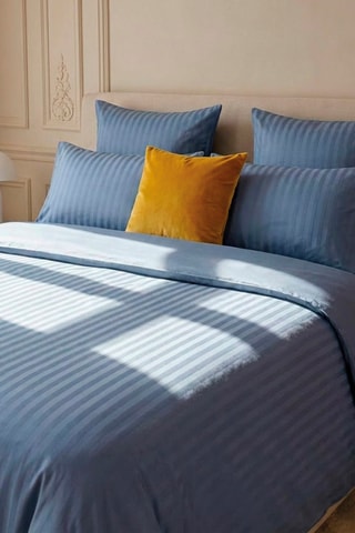 Sábana encimera de satén de algodón 80 hilos/cm² Dobby Stripe Woven - Azul marino