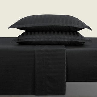 Parure de draps en satin de coton 80 fils/cm² Dobby stripe woven - Noir