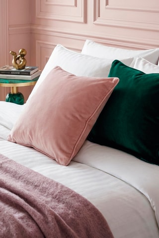 2 fundas de almohada de satén de algodón 80 hilos/cm² Jacquard - Blanco - 50 x 70 cm