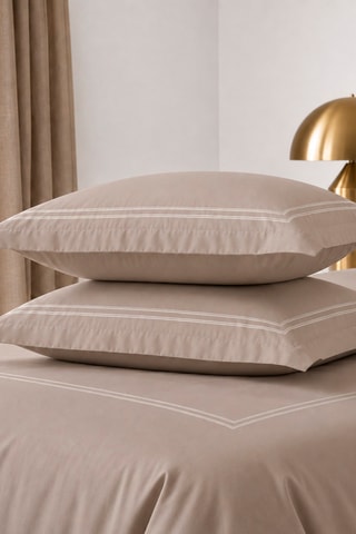 2 fundas de almohada de satén de algodón 80 hilos/cm² Nîmes - Topo - 50 x 70 cm