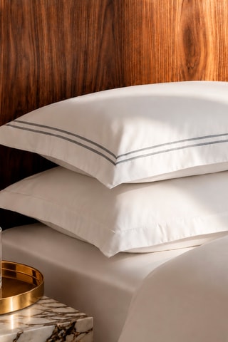 2 fundas de almohada de satén de algodón 80 hilos/cm² Nîmes - Gris - 50 x 70 cm