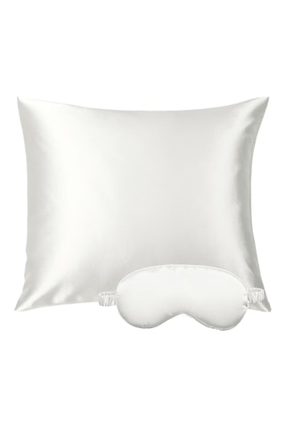 Funda de almohada y antifaz de seda Brume de soie - Blanco