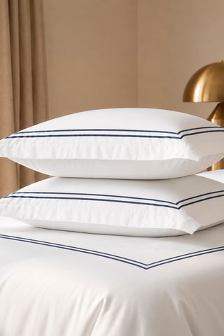 2 fundas de almohada de satén de algodón 80 hilos/cm² Nîmes - Azul ­- 63 x 63 cm