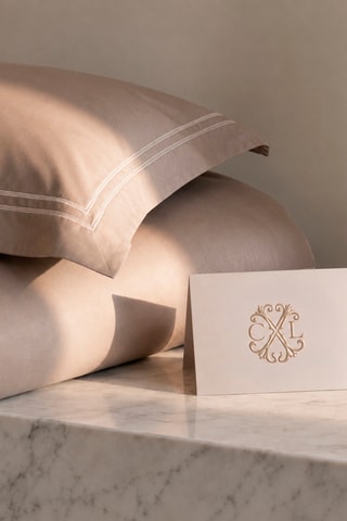 2 fundas de almohada de satén de algodón 80 hilos/cm² Nîmes - Topo - 63 x 63 cm